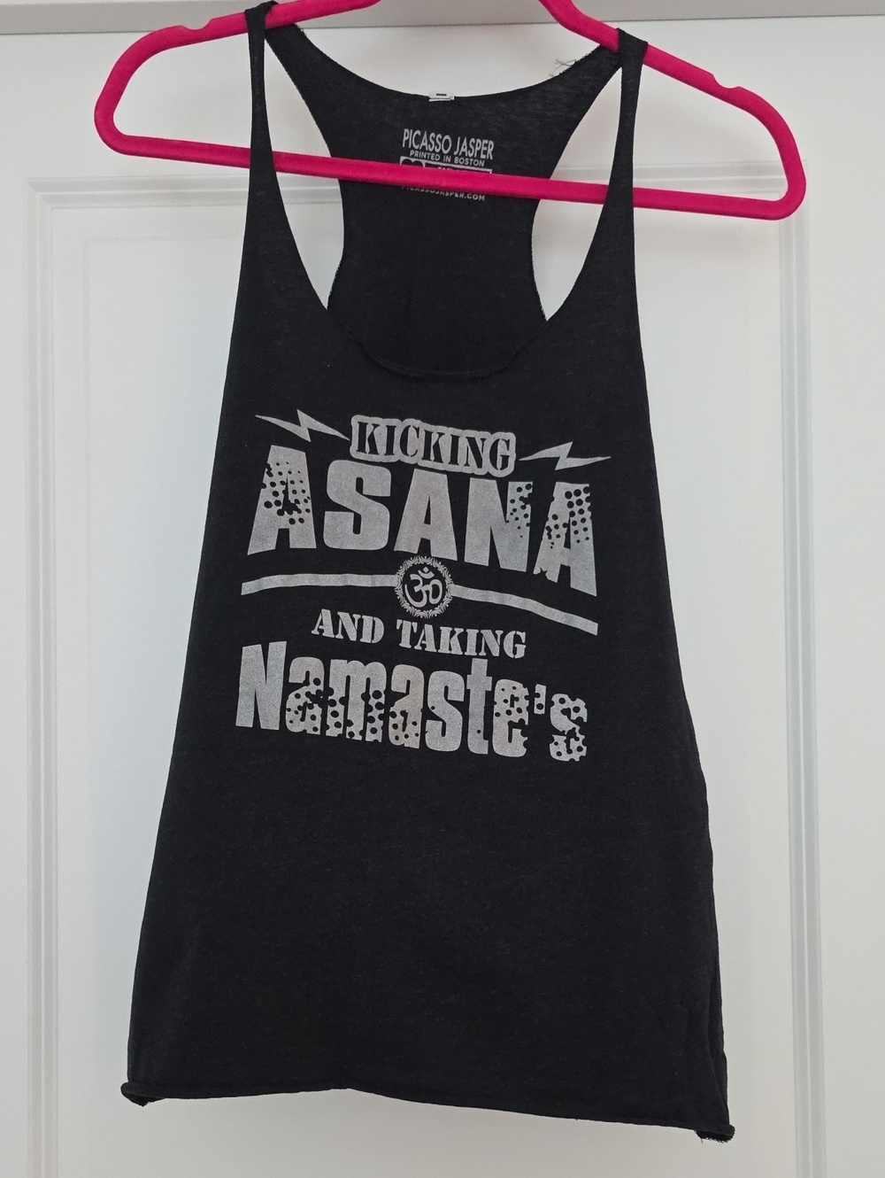 Women’s Black Graphic Racerback Tank – Kicking Asana And Taking Namaste's